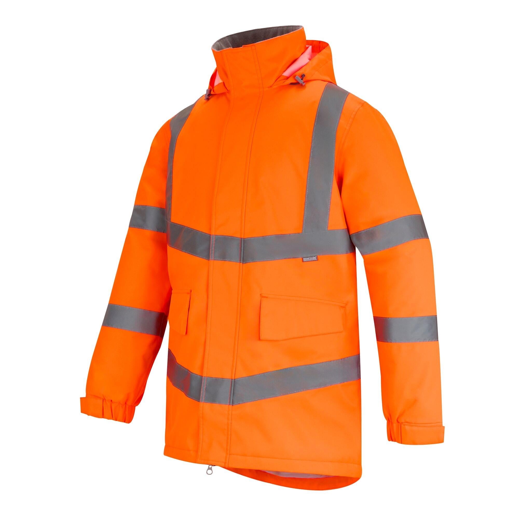 Regatta Hi-Vis Pro Contract Dover orange waterproof work parka jacket TRW600