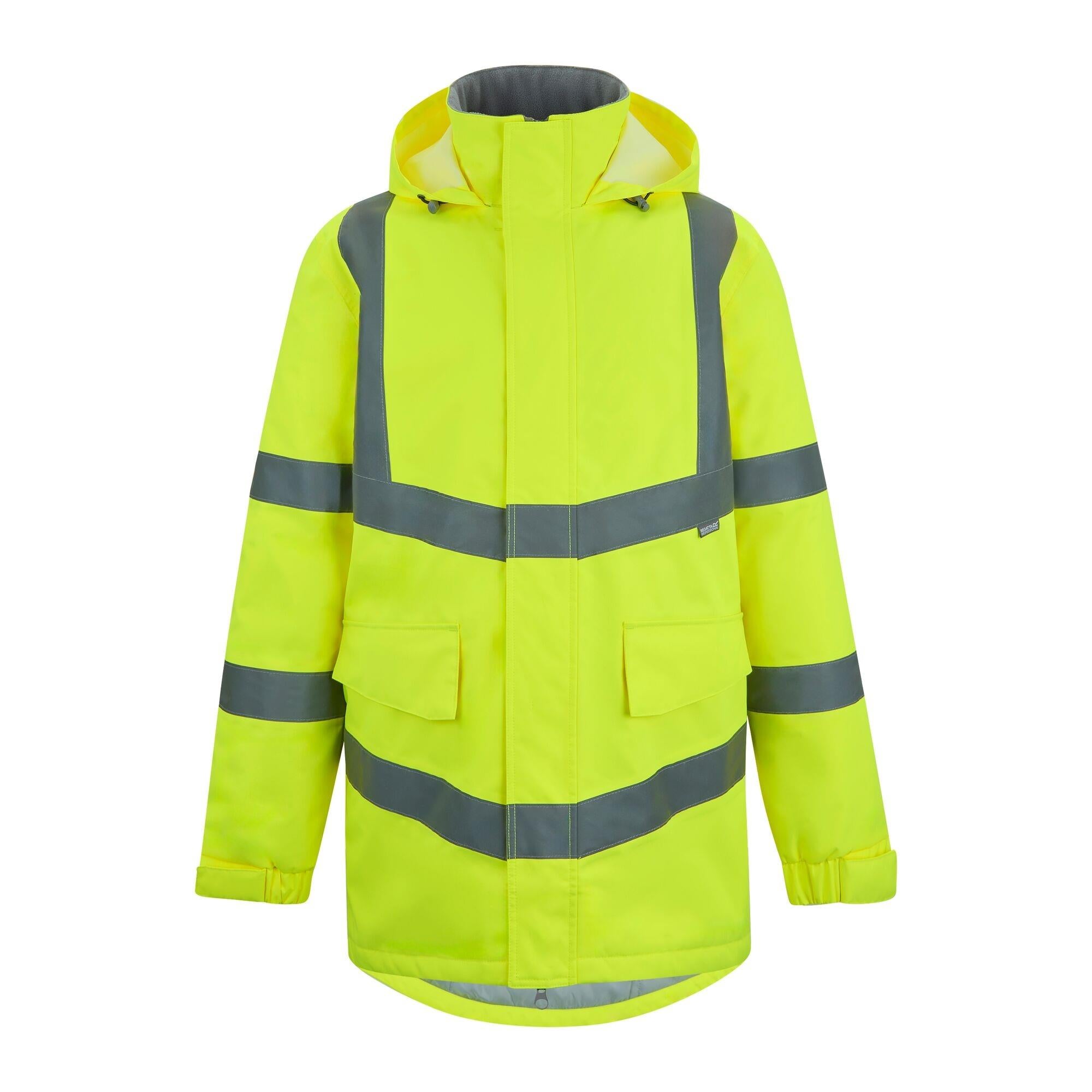 Regatta Hi-Vis Pro Contract Dover yellow waterproof work parka jacket TRW600