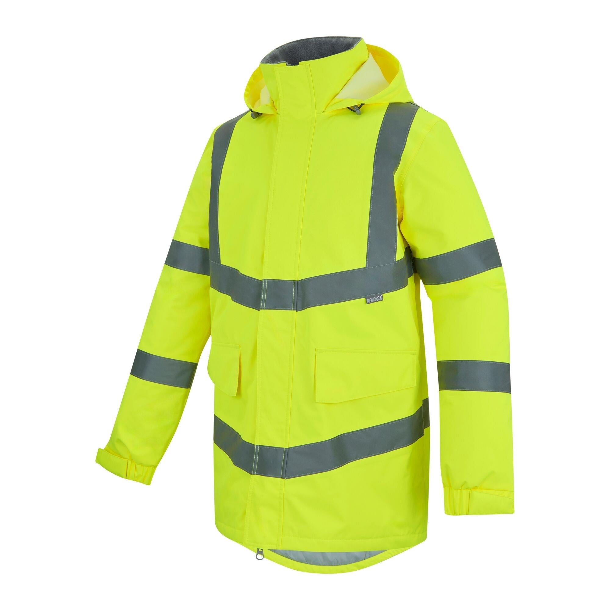 Regatta Hi-Vis Pro Contract Dover yellow waterproof work parka jacket TRW600