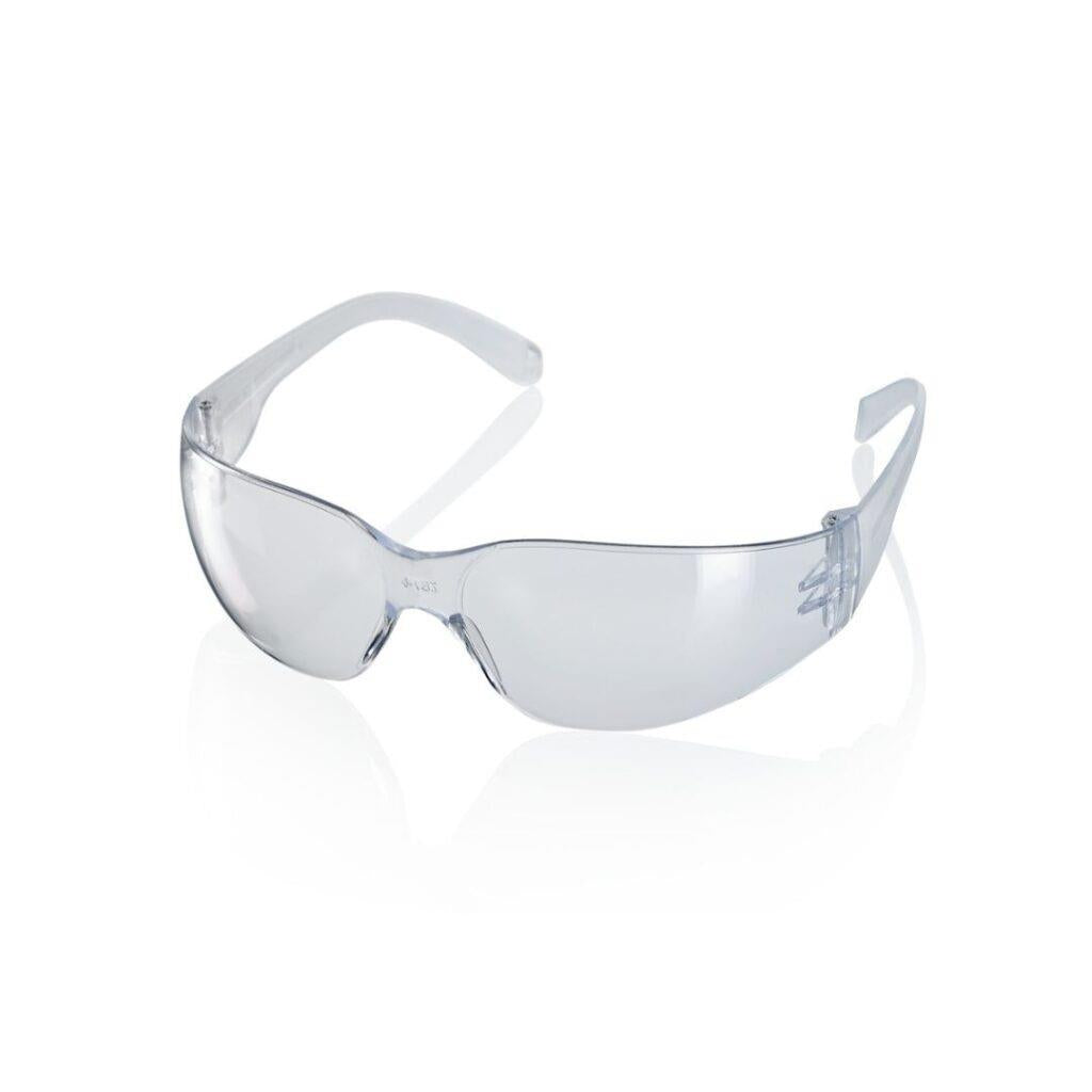 Clear wraparound scratch resistant polycarbonate safety spectacle