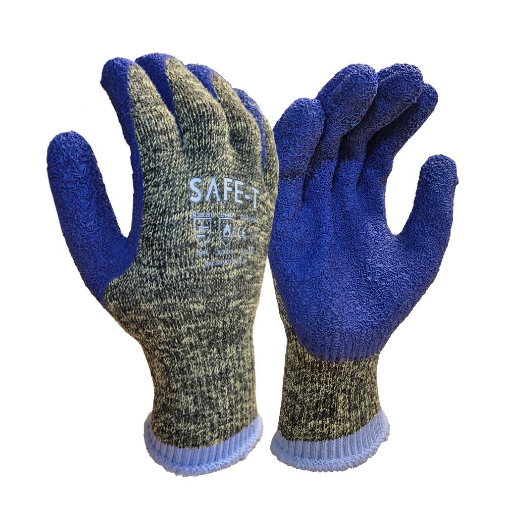Sumo cut F aramid steel liner crinkle grip latex palm anti-cut work gloves