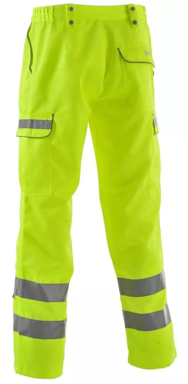 Pulsar yellow polycotton twill combat work cargo trousers to EN471 class 1