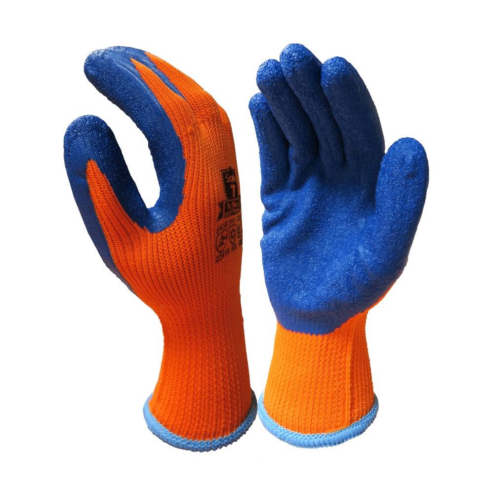 High visibility orange thermal latex glove tested to -30