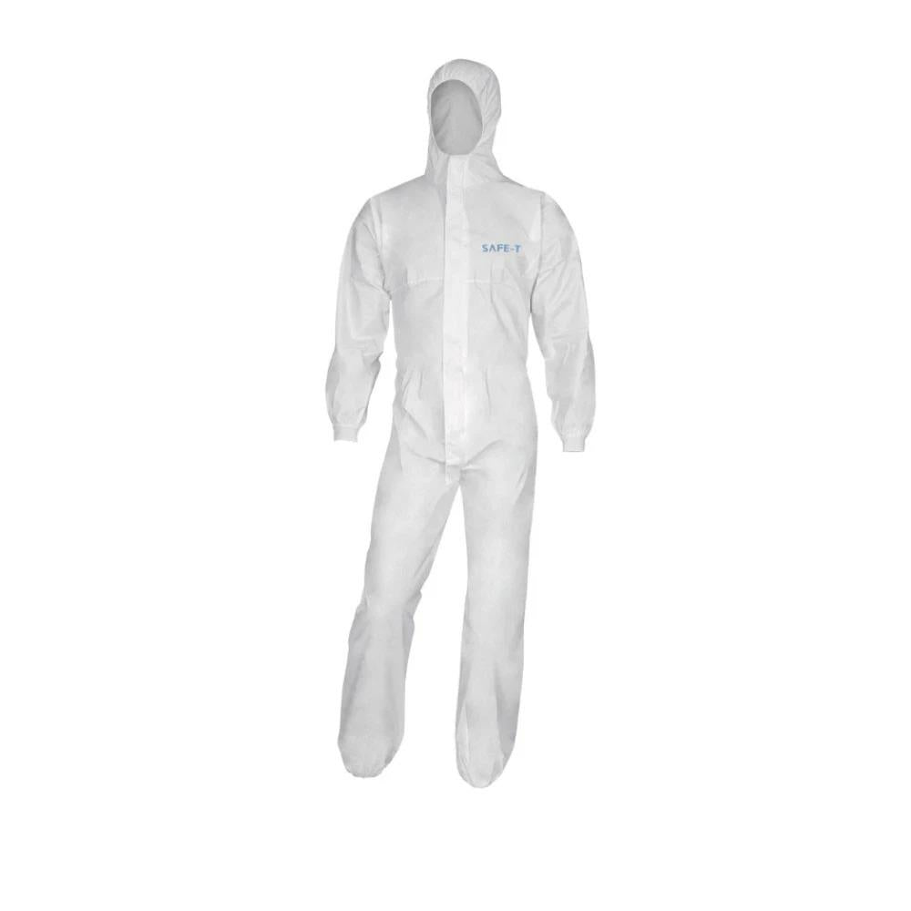 SMS Type 5/6/asbestos white 50gsm elasticated hood/cuffs/ankles disposable coverall - case 50