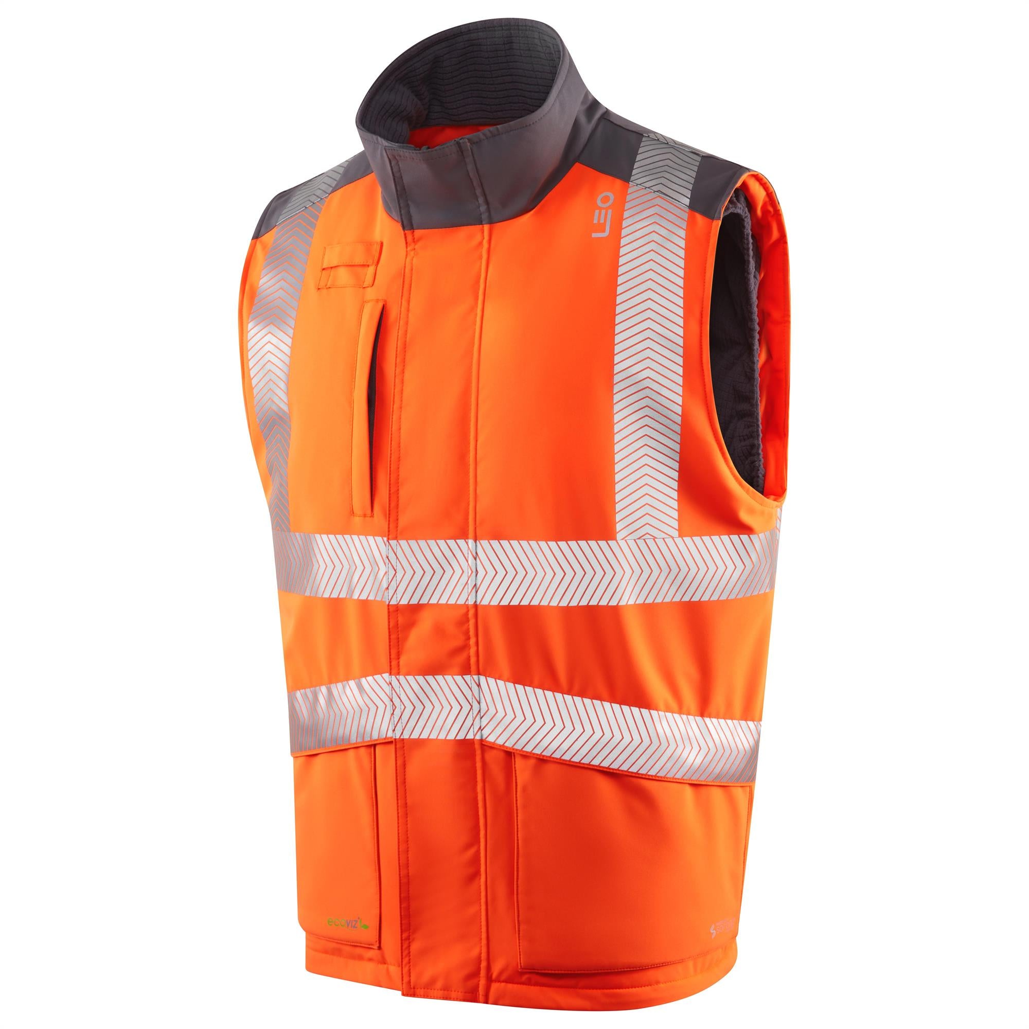 Leo Halsinger EcoViz orange high visibility warm lined work bodywarmer BW02