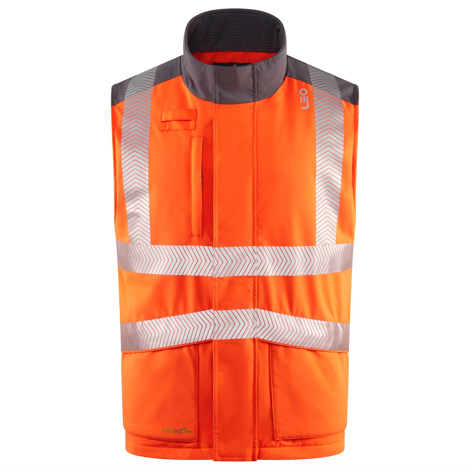 Leo Halsinger EcoViz orange high visibility warm lined work bodywarmer BW02