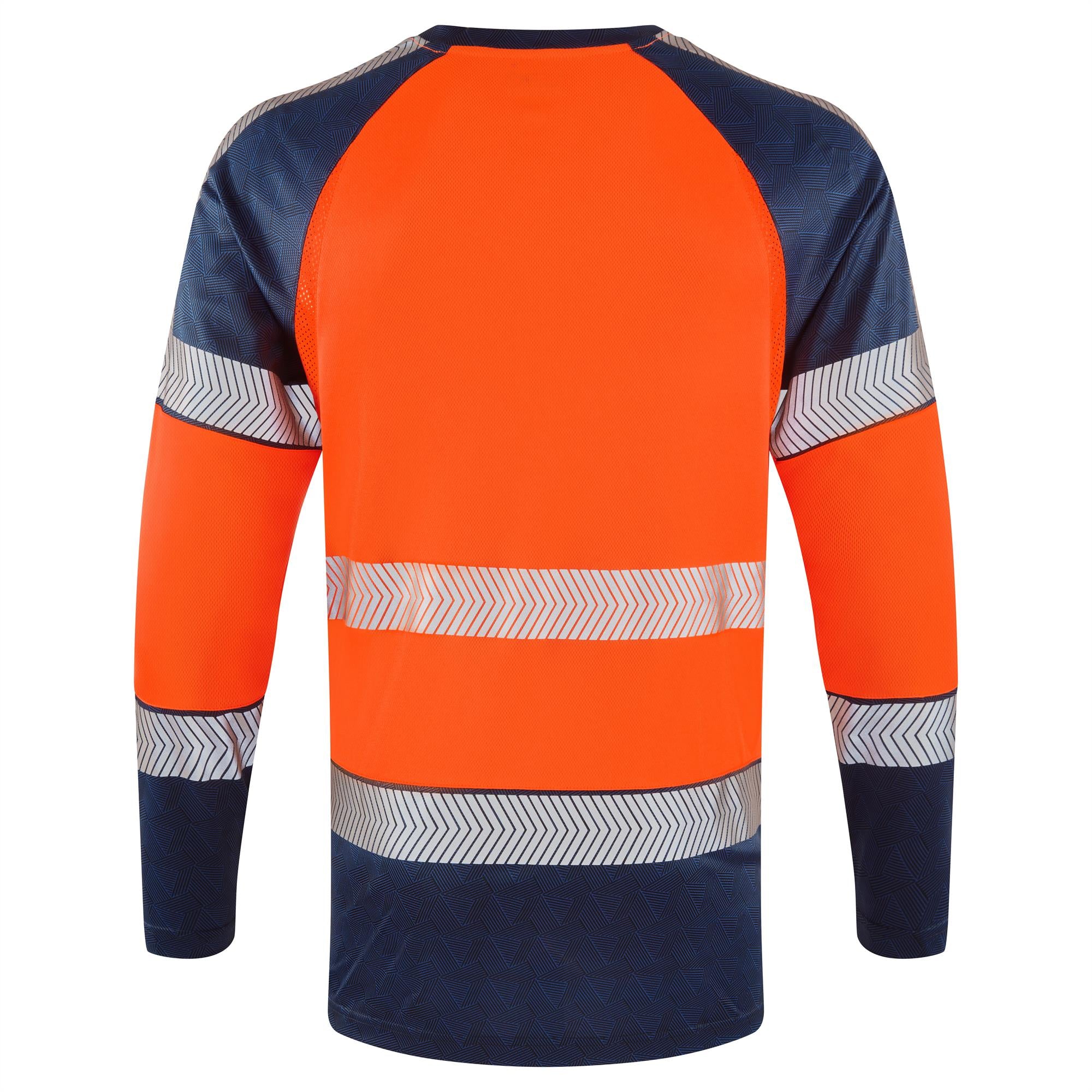 Leo Ruda EcoViz orange/navy high visibility long sleeve work t-shirt T17