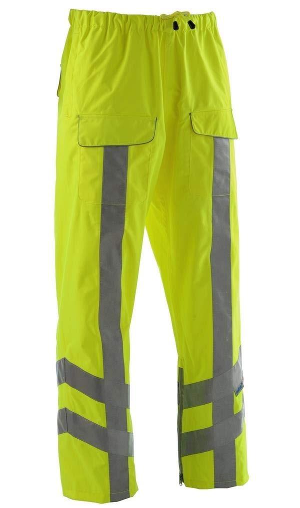 High visibility waterproof over-trousers with zip ankle size XL