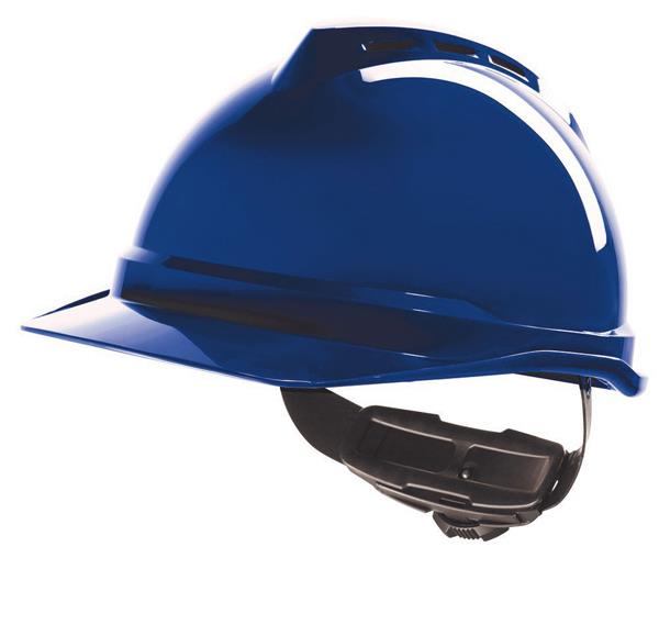 Msa Abs MSA V-GARD 500 blue vented ABS safety helmet with wheel ratchet harnes ...
