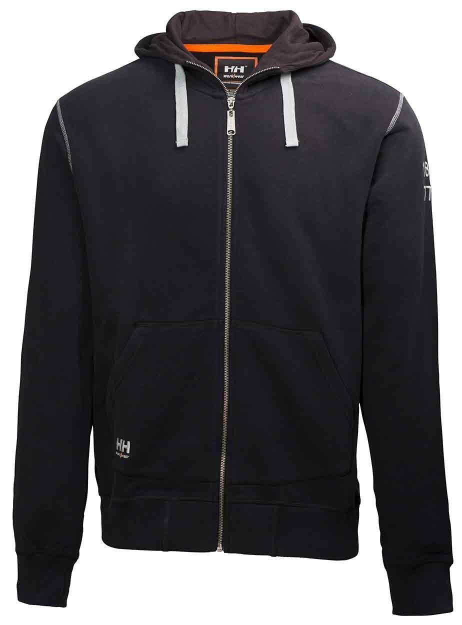 Helly Hansen Oxford black cotton full-zip hoodie hooded sweatshirt