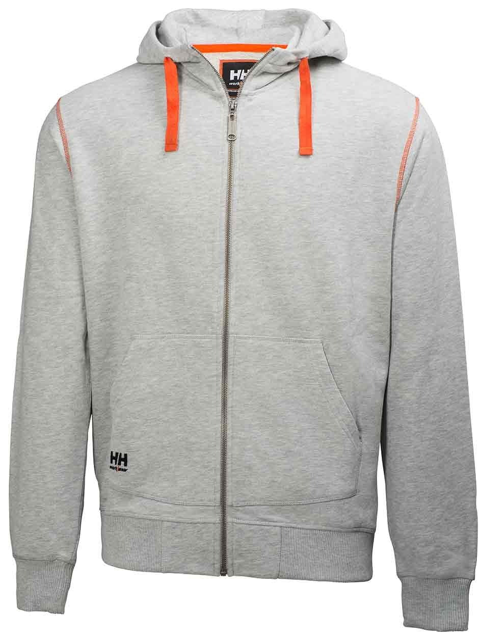 Helly Hansen Oxford grey melange cotton full-zip hoodie hooded sweatshirt