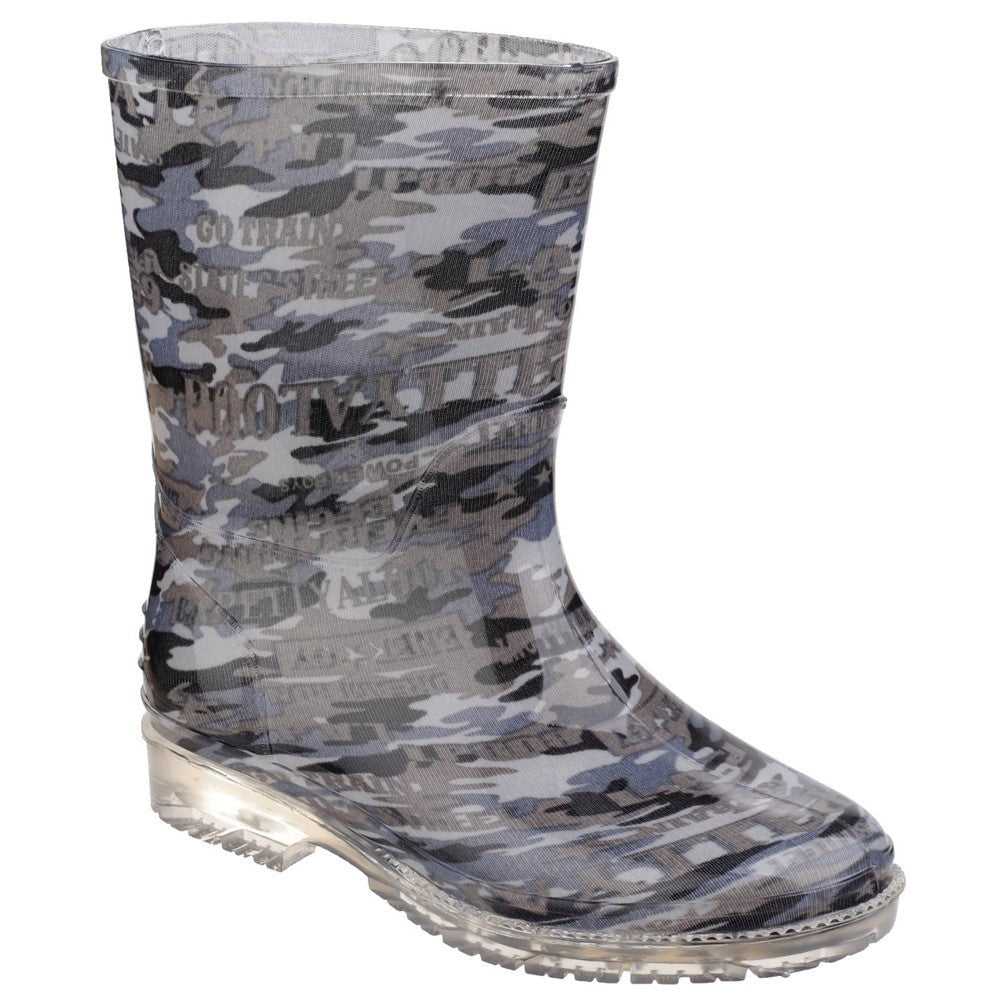 Cotswold Camo kid's green pvc waterproof wellington boot