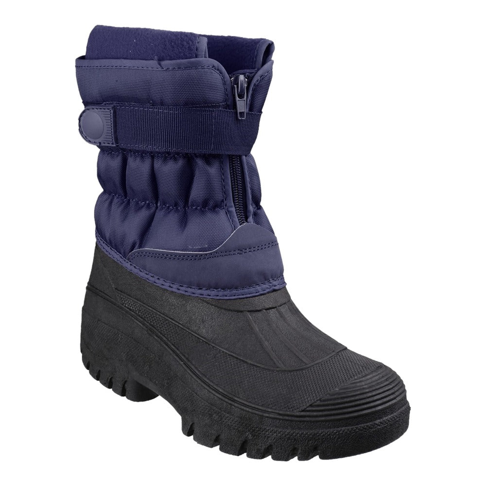 Cotswold Chase women's navy lined touch-fastening/zip-up waterproof-galosh winter boot