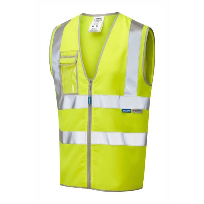 PULSAR® high-visibility yellow zip-front work waistcoat #P197