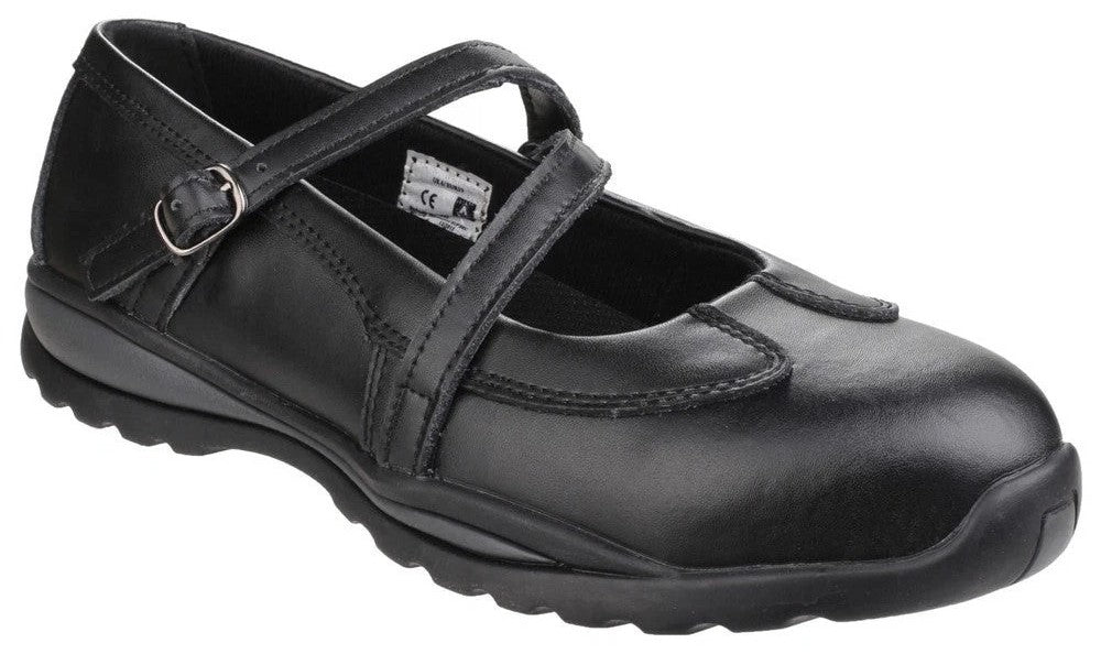 Amblers FS55 S1P black womens steel toe-cap/midsole Mary Jane safety shoe