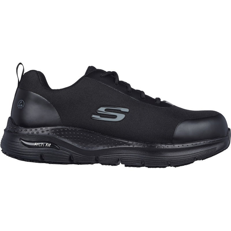 Skechers Arch Fit Ringstap S3 ESD black steel toe work safety trainers #200086EC