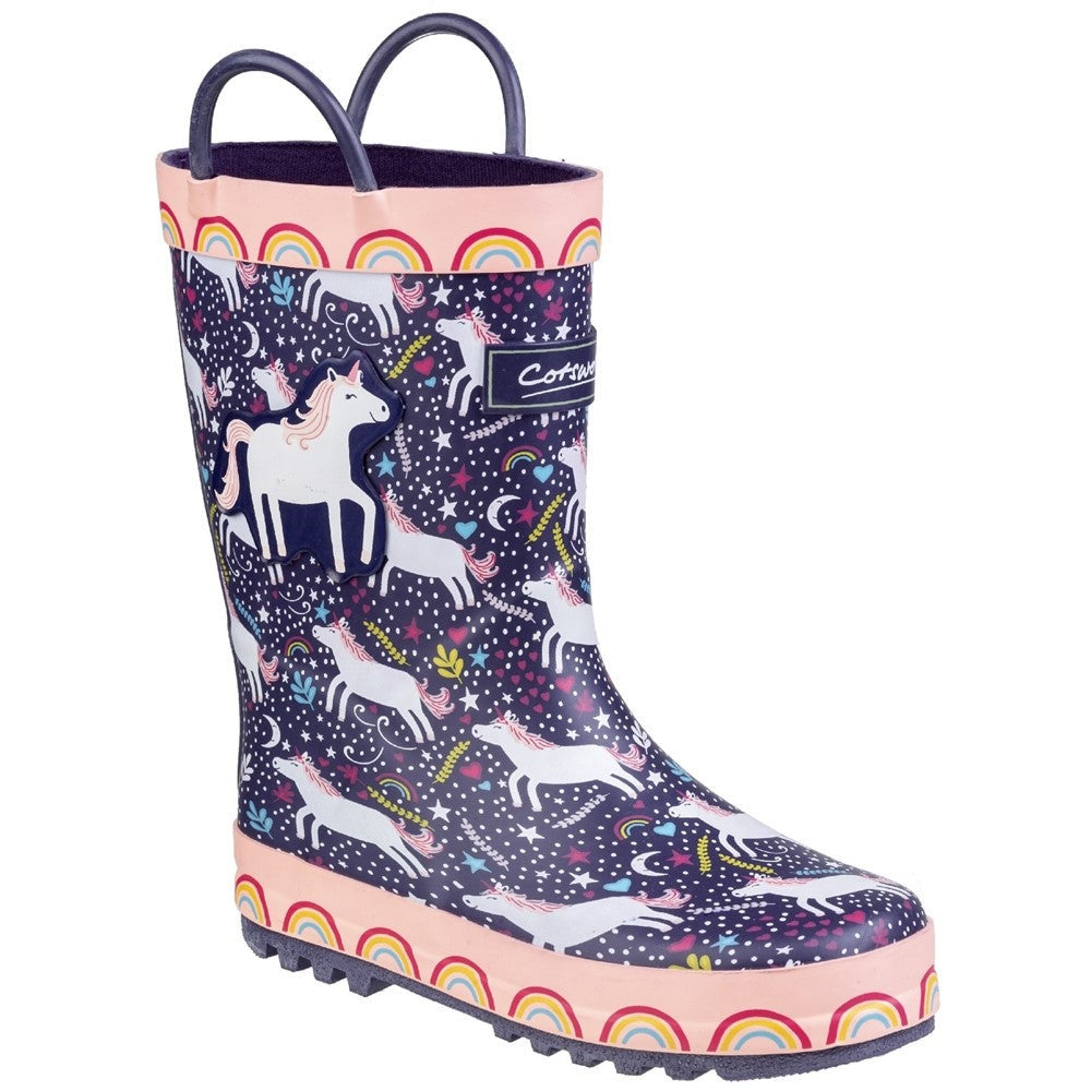 Cotswold Sprinkle Unicorn kid's rubber waterproof pull-on wellington boot